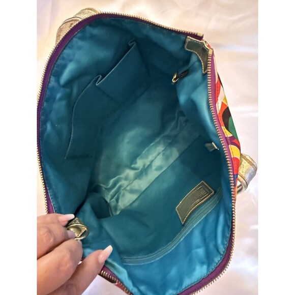 Coach Graffiti Tote Bag POPPY Signature Glam Handbag Style 13839 Multi Color - Picture 9 of 11